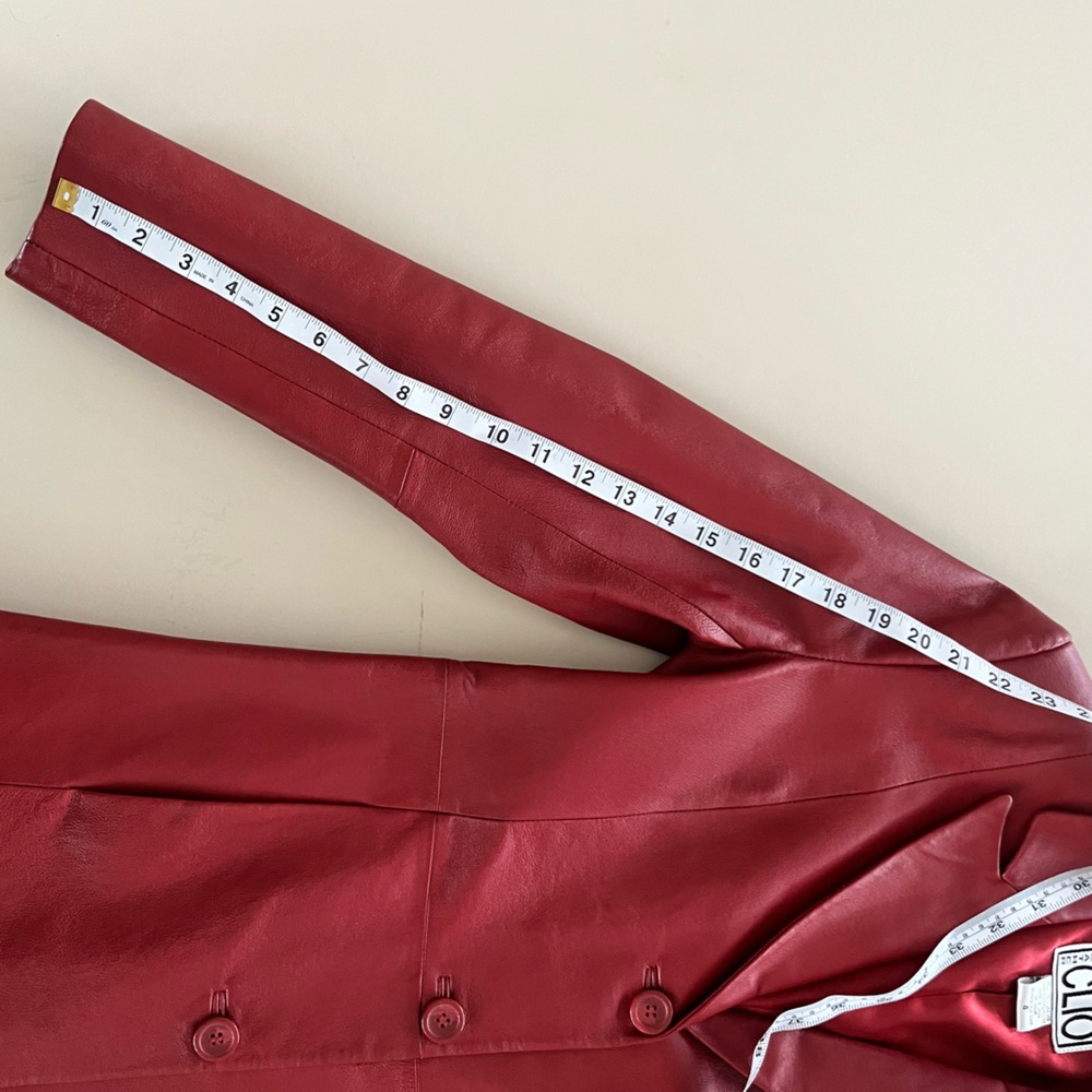Clio vintage red leather three-button blazer 90’s - Picture 5 of 11